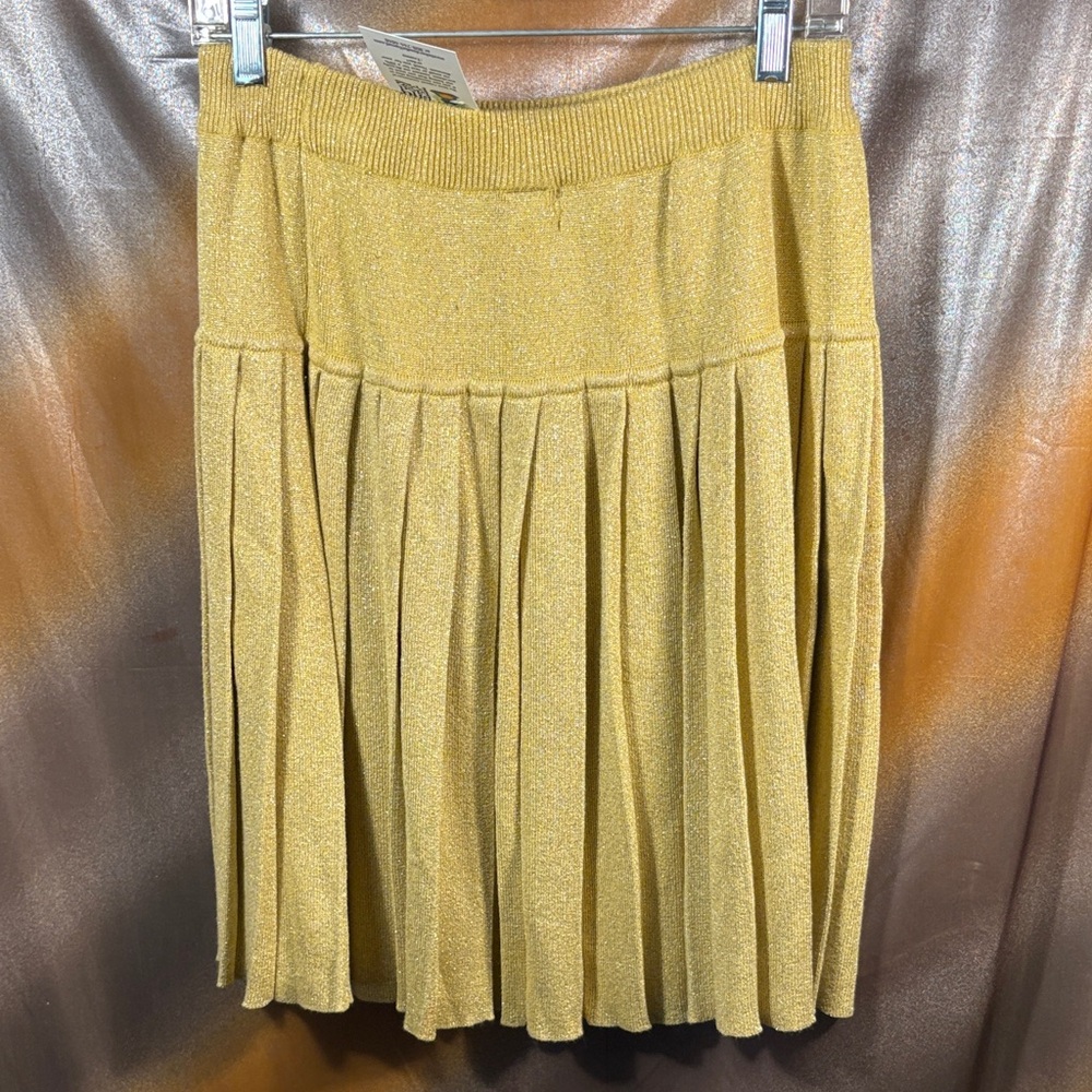 Ms Chaus XL‎ Elegant Gold Pleated Skirt mini. GG
